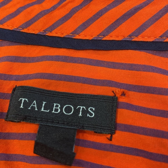 Talbots Long Sleeve Button Down Shirt Red/Navy Stripe Size 10 - Picture 3 of 5